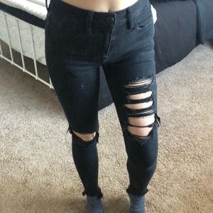Black distressed jeans